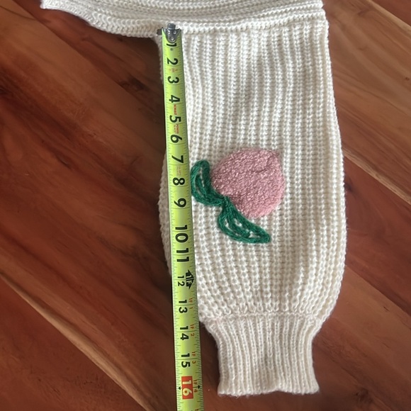 Hand knit Loose Cropped Cardigan Sweater with 3D Fuzzy Peaches women’s med/lrg - Picture 10 of 14